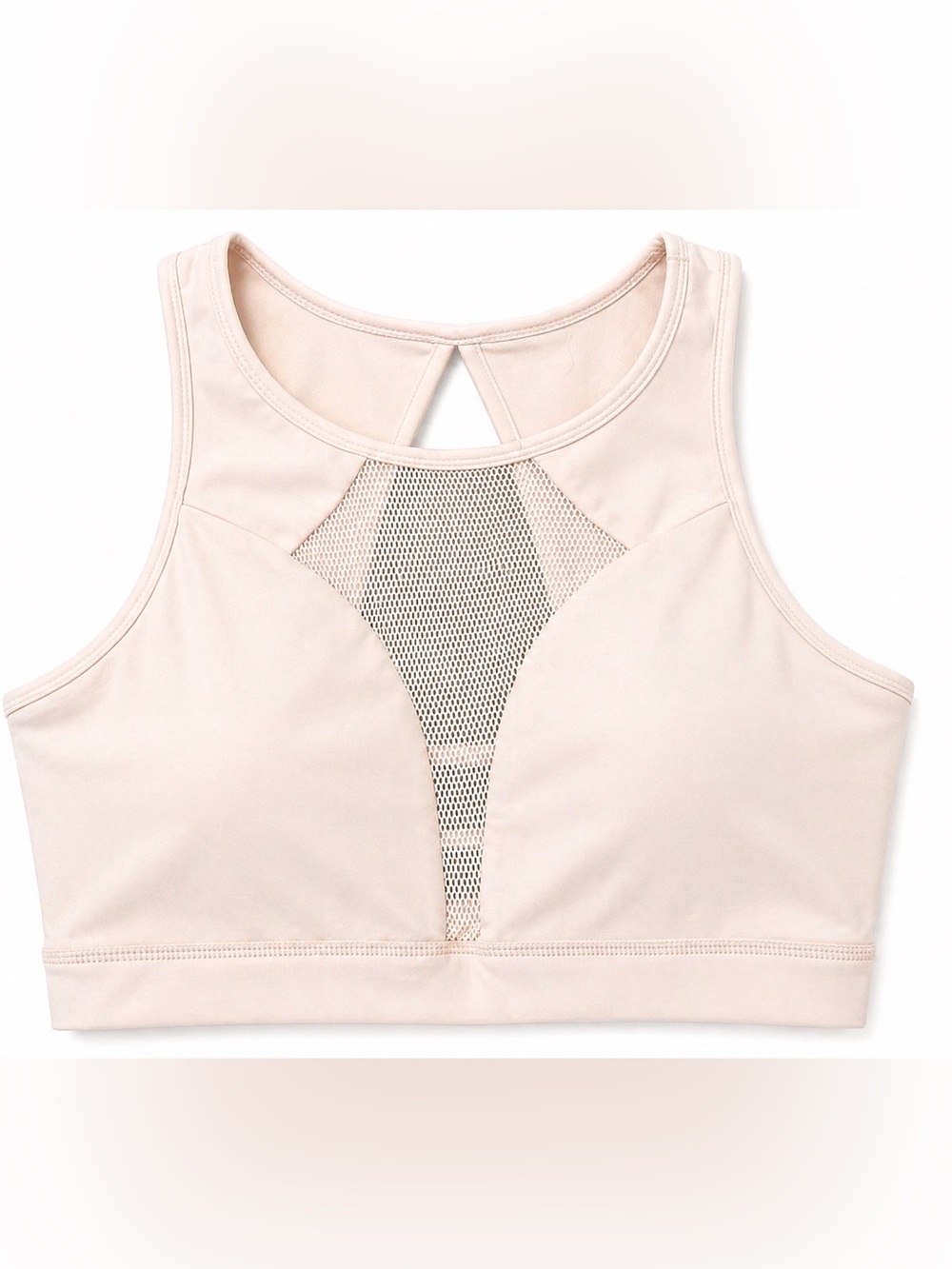 P'tula High-Neck Mesh Inset Sports Bra - Blush Pink
